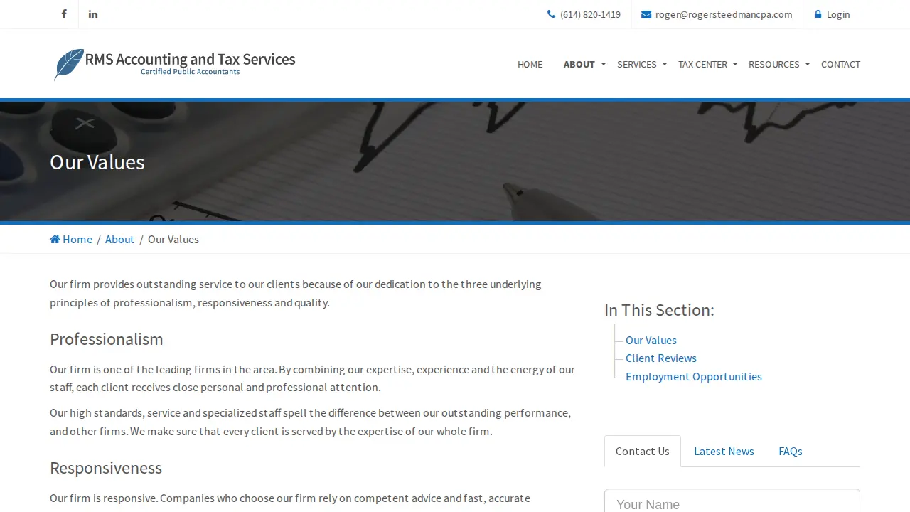 RMS Accounting and Tax Services page