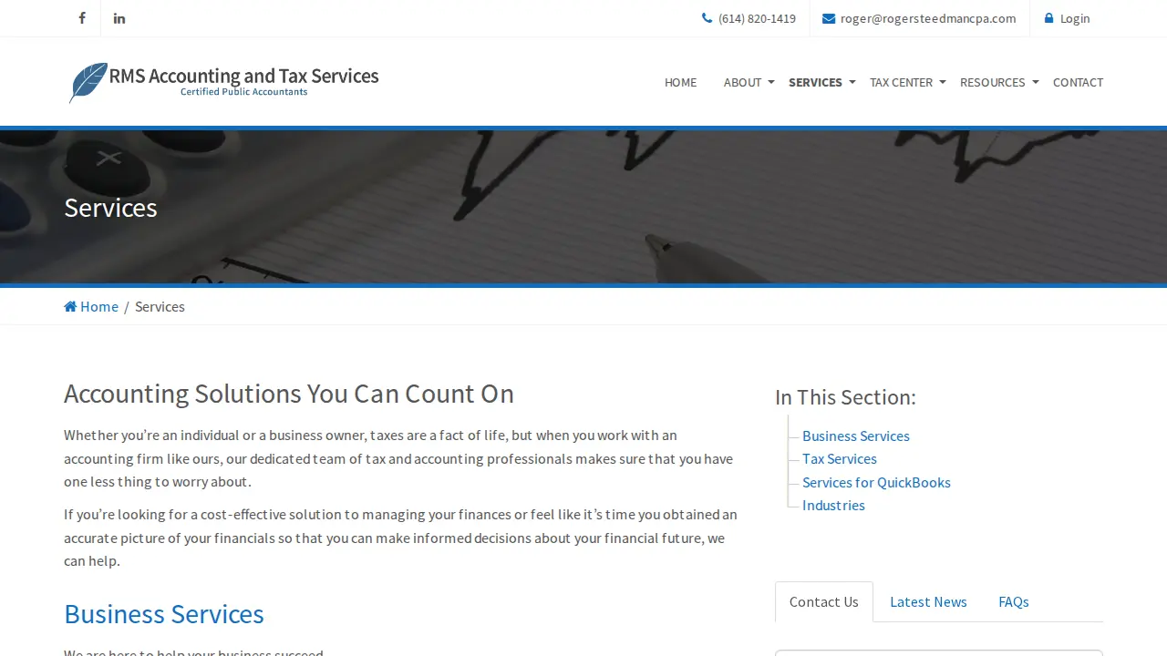 RMS Accounting and Tax Services page