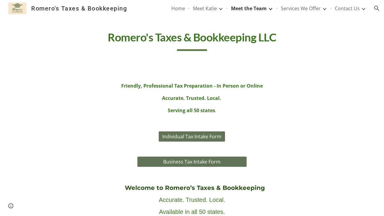 Romero’s Taxes and Bookkeeping LLC page