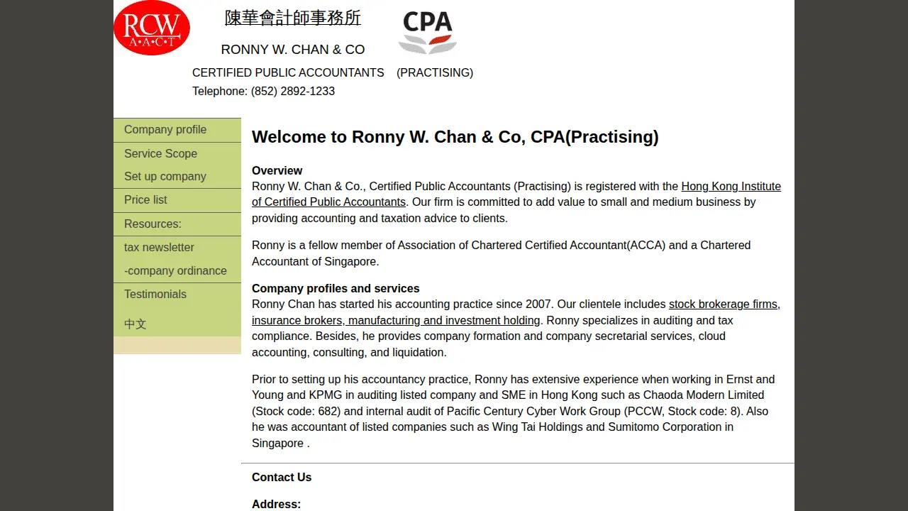 Ronny Chan & Co page