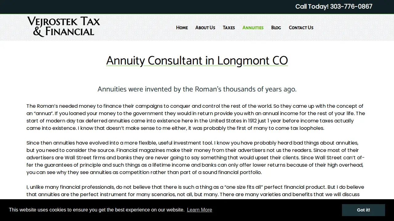 Vejrostek Tax and Financial page