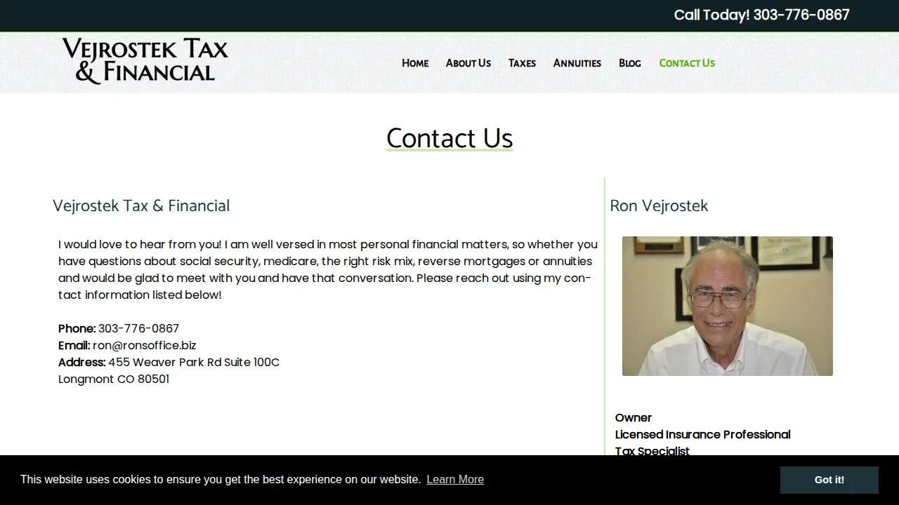 Vejrostek Tax and Financial page