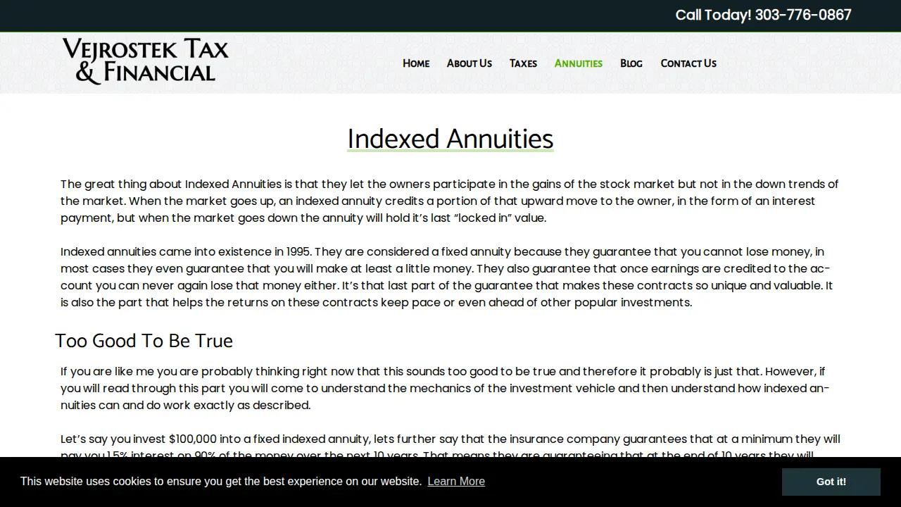 Vejrostek Tax and Financial page