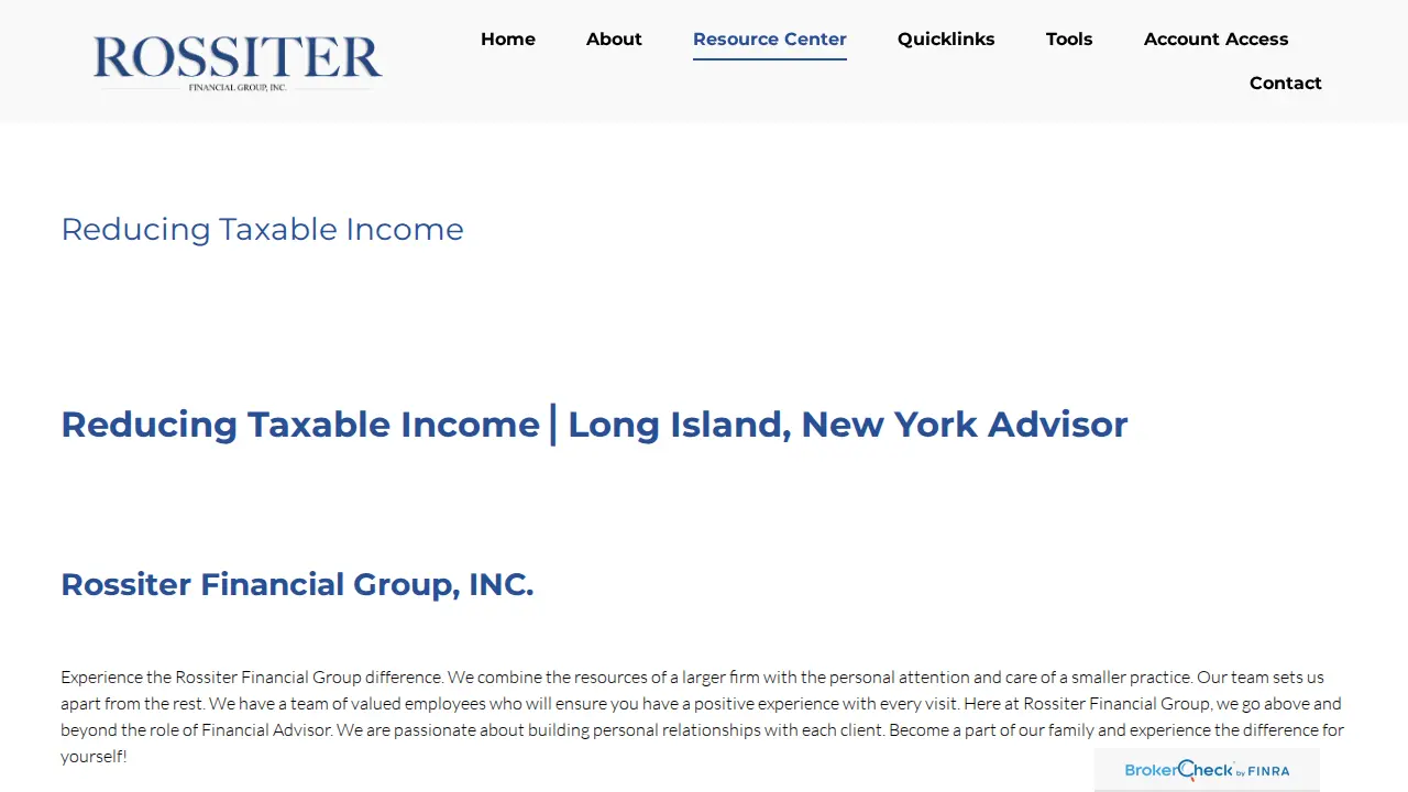 Rossiter Financial Group Inc page