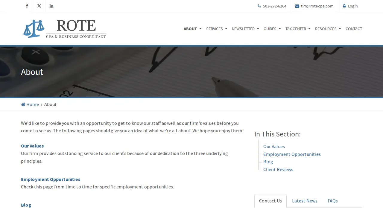 Rote CPA and Consulting page