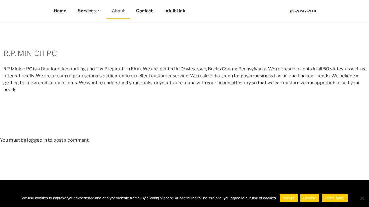 R.P. Minich PC, Certified Public Accountants page