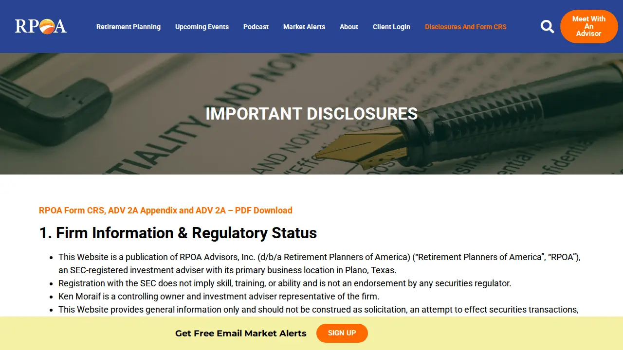 Retirement Planners of America page
