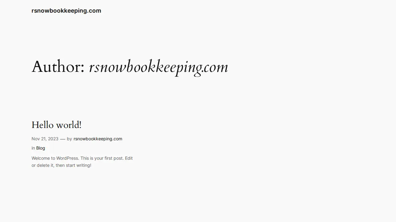 R Snow Bookkeeping page