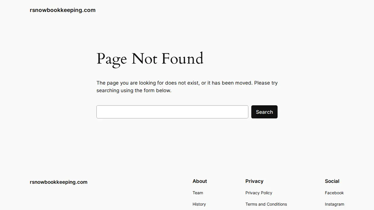 R Snow Bookkeeping page