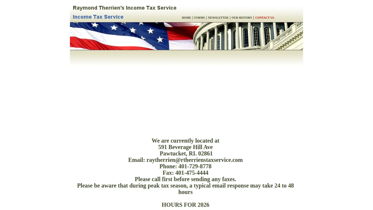 Ray Therrien's Income Tax Service page