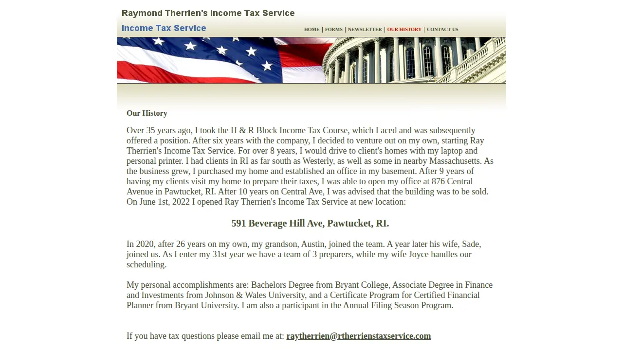 Ray Therrien's Income Tax Service page