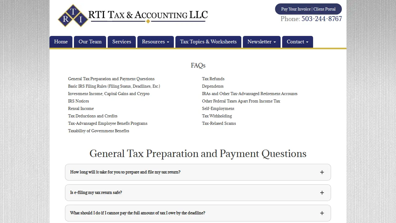 RTI Tax & Accounting LLC page