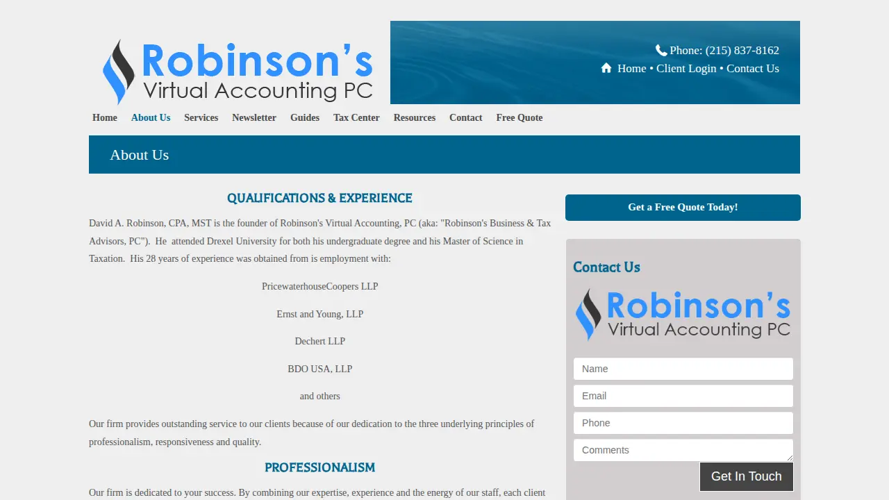 Robinsons Virtual Accounting, PC page