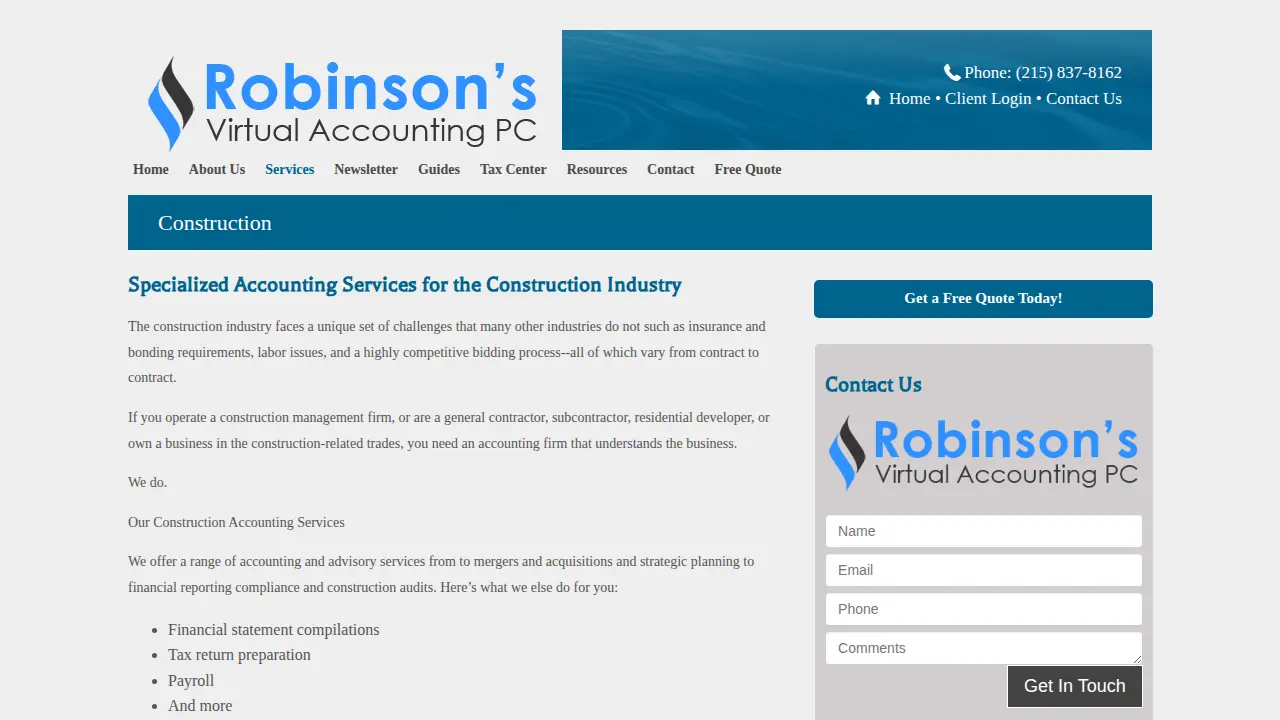 Robinsons Virtual Accounting, PC page