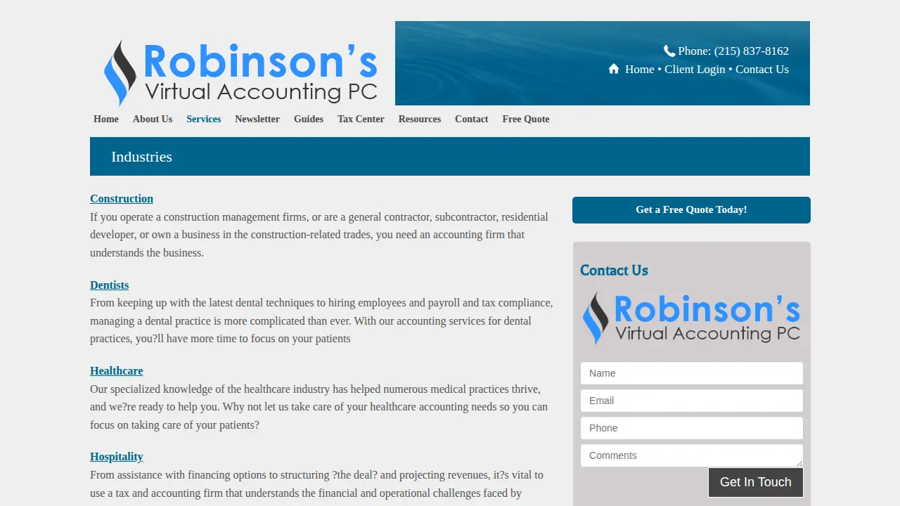 Robinsons Virtual Accounting, PC page