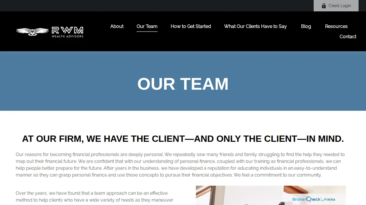 RWM Wealth Advisors page