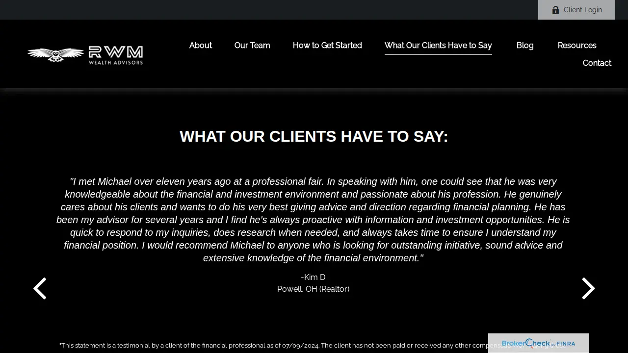 RWM Wealth Advisors page