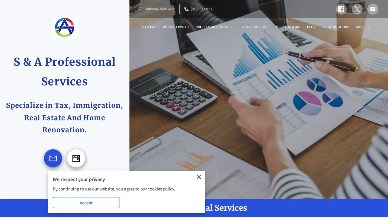 S & A Professional Services page