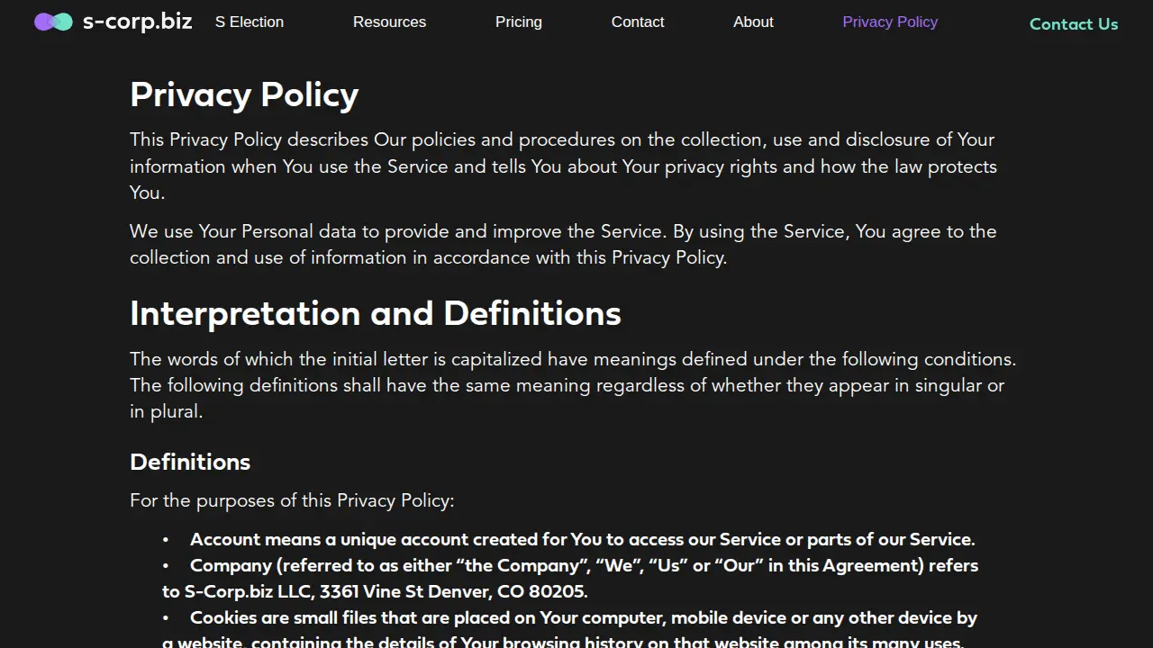 s-corp.biz page