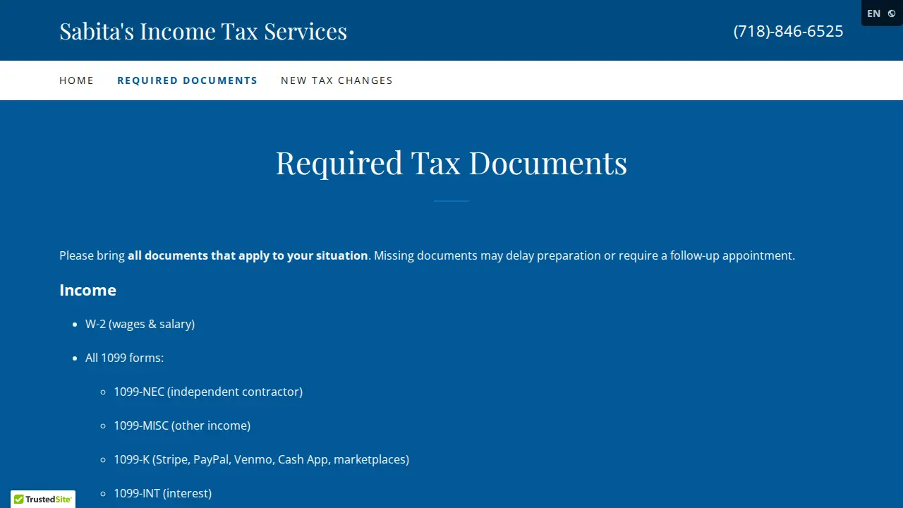Sabita Balloo Income Tax Services page