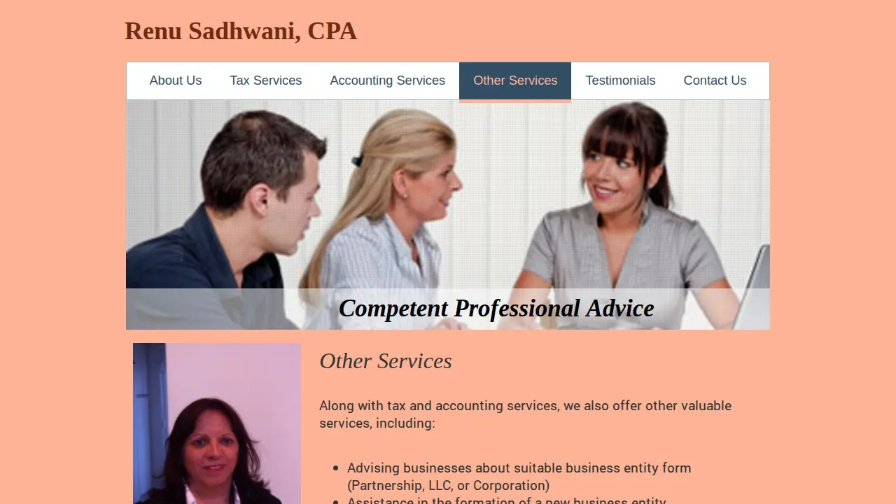 Renu Sadhwani, CPA page