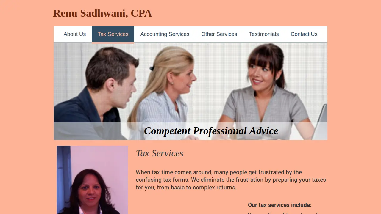 Renu Sadhwani, CPA page