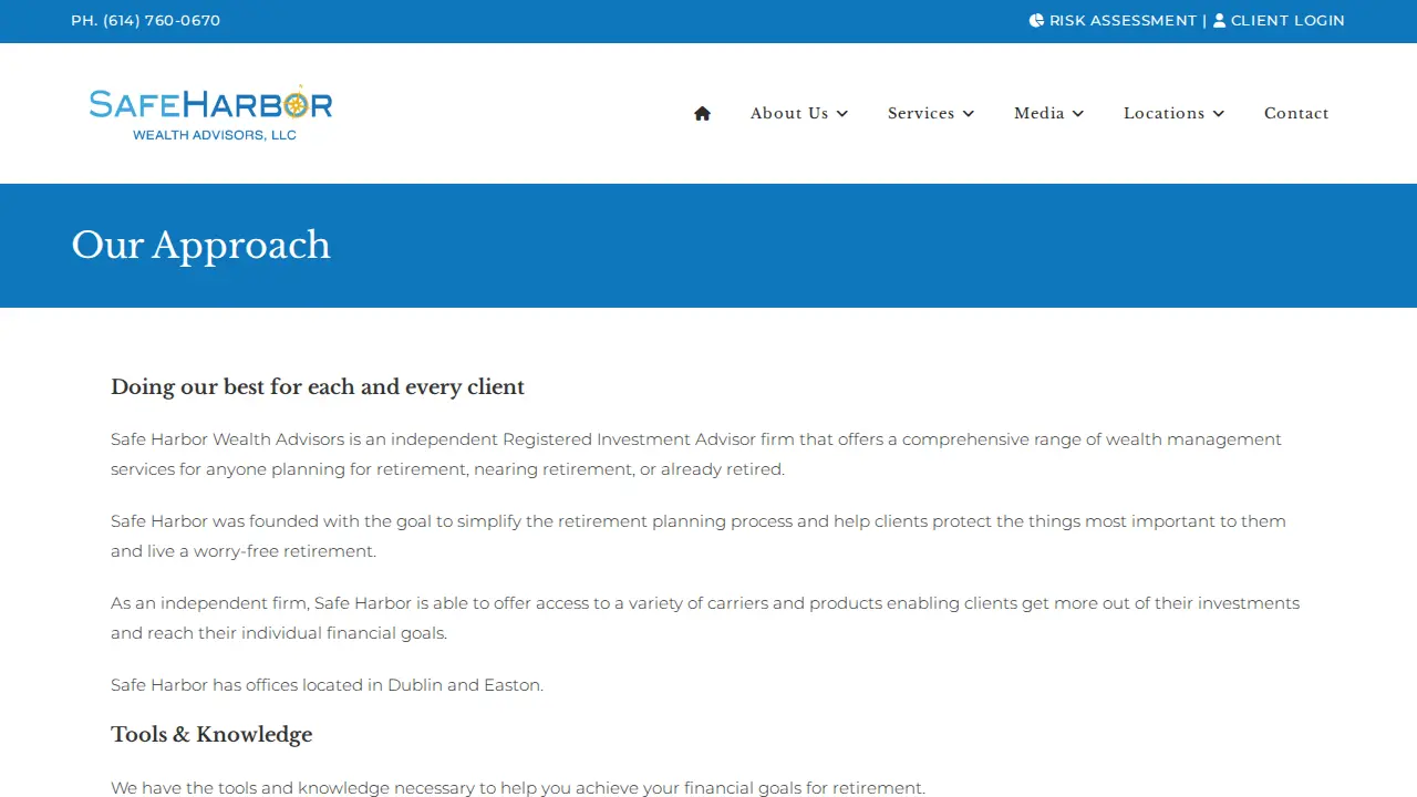 Safe Harbor Wealth Advisors - Dublin page
