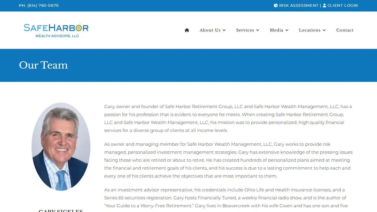 Safe Harbor Wealth Advisors - Dublin page