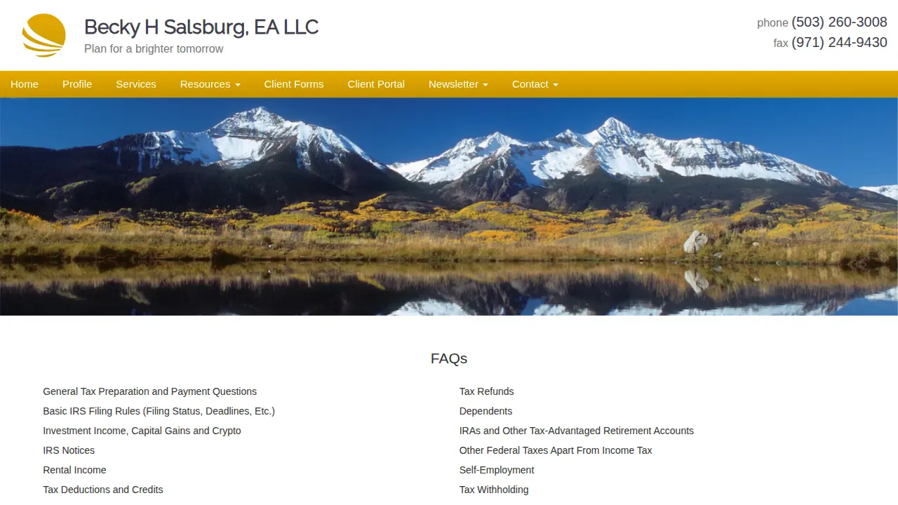 Becky H Salsburg, CFP, EA LLC page