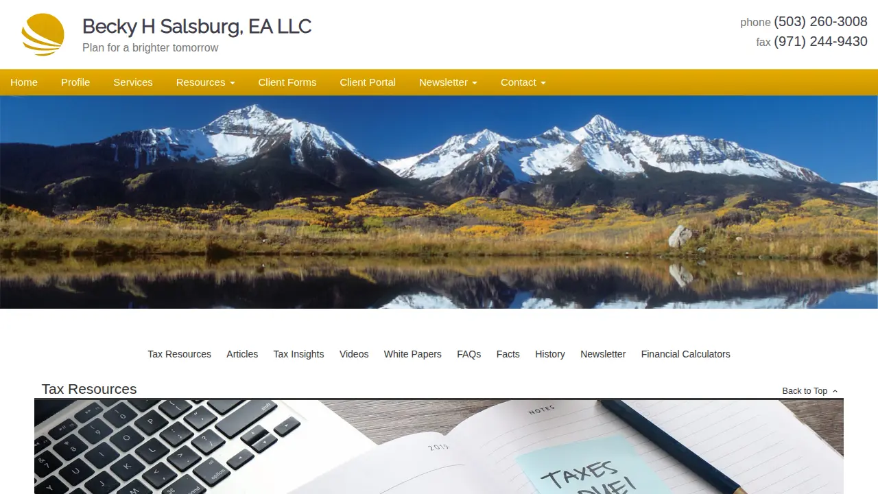 Becky H Salsburg, CFP, EA LLC page