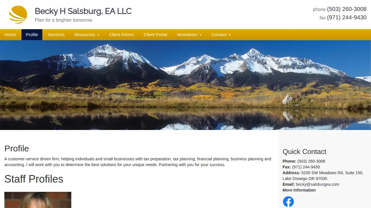 Becky H Salsburg, CFP, EA LLC page