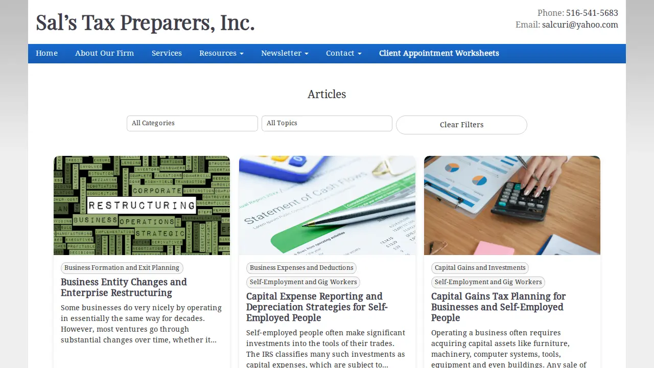 Sals Tax Preparers page