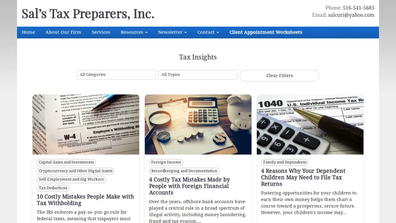 Sals Tax Preparers page