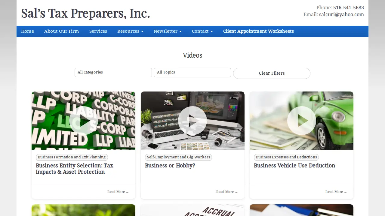 Sals Tax Preparers page