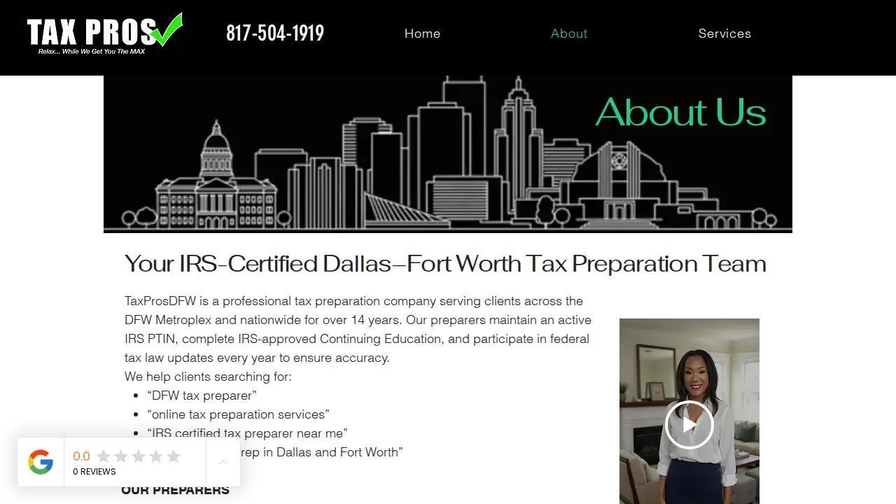 Tax Pros DFW page