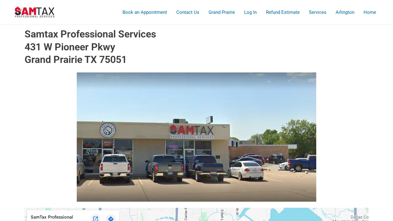 SamTax Professional Services page