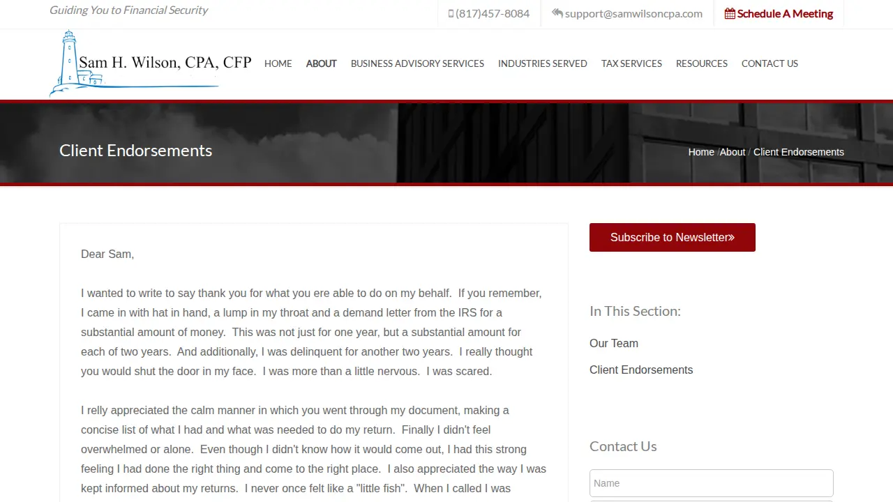 Sam Wilson CPA page