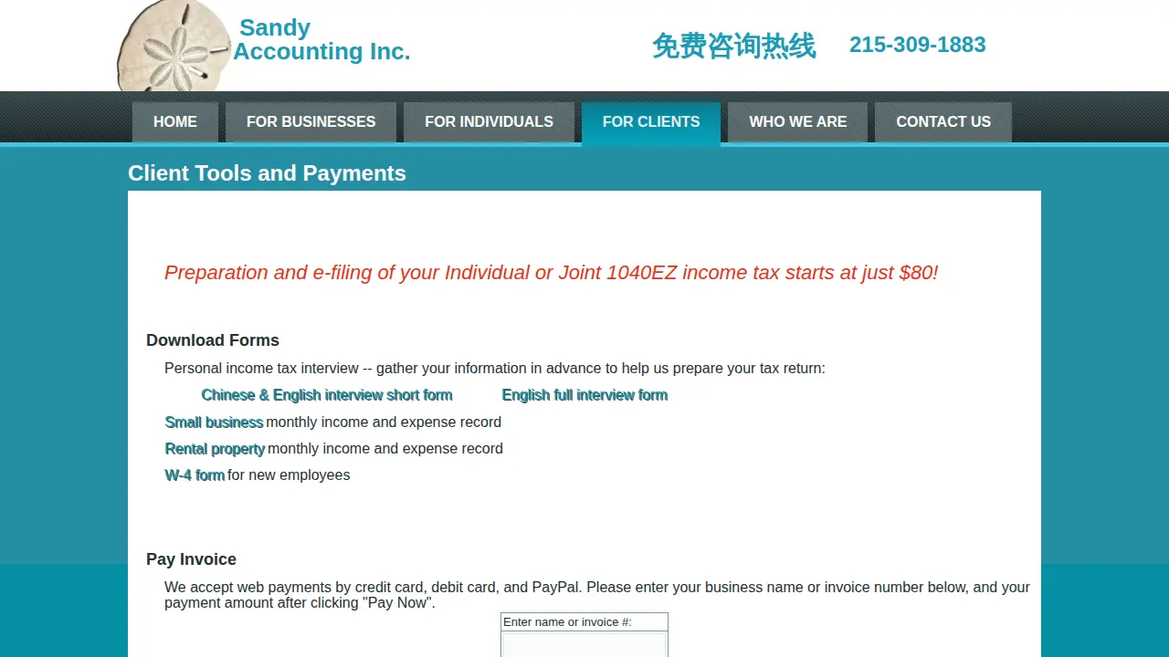 Sandy Accounting Inc page