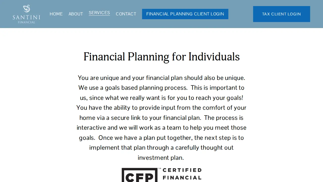 Santini Financial page
