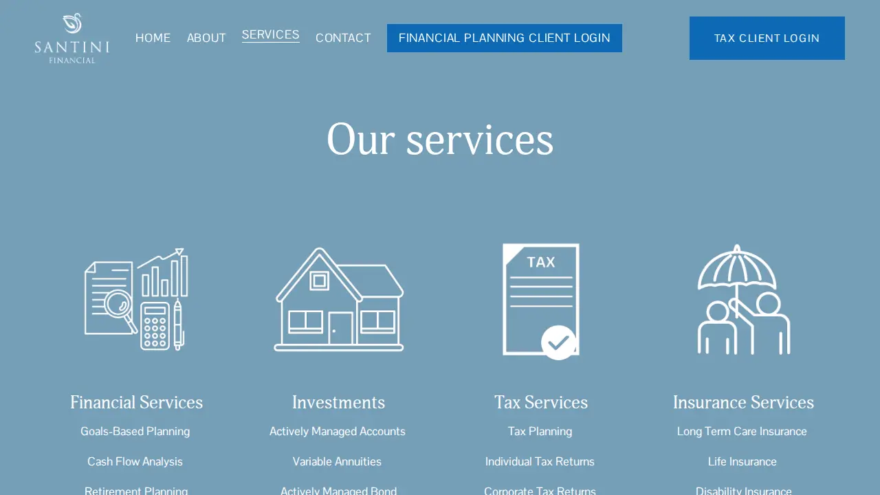 Santini Financial page