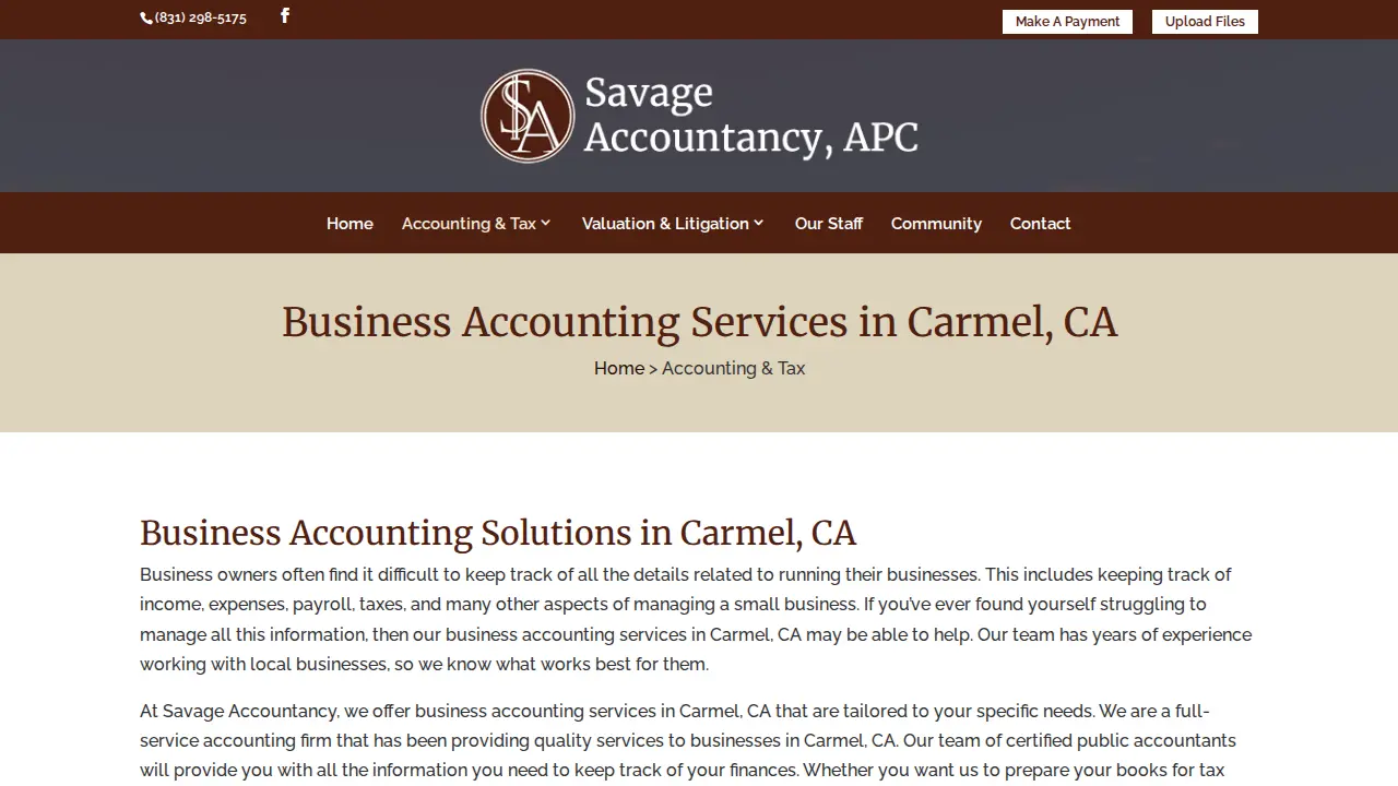 Savage Accountancy, APC page