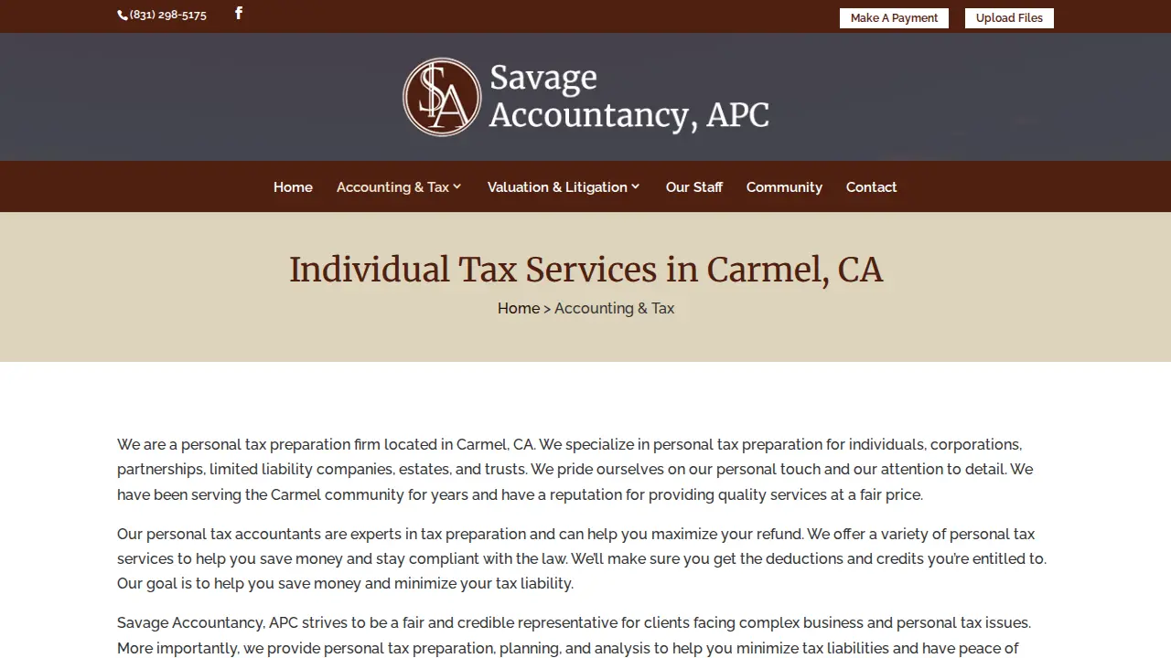 Savage Accountancy, APC page