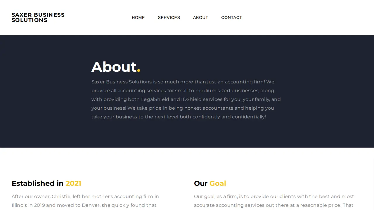 Saxer Business Solutions page