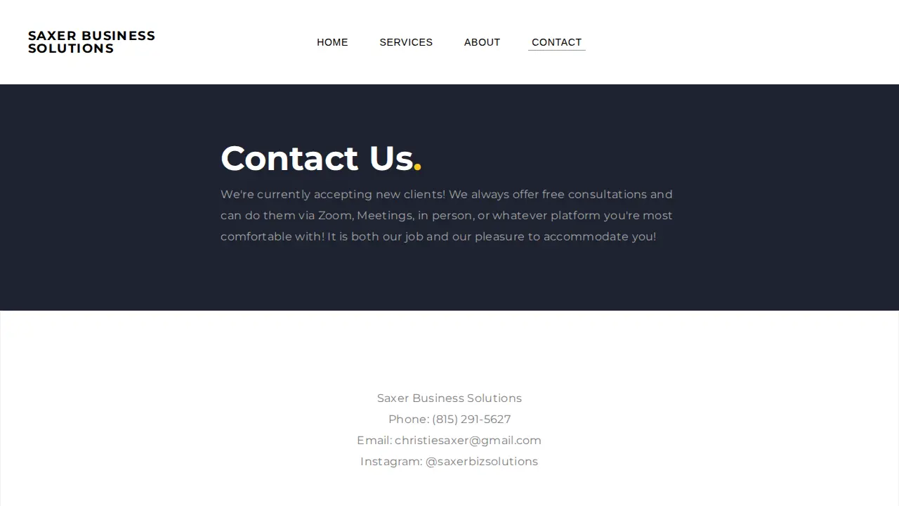 Saxer Business Solutions page