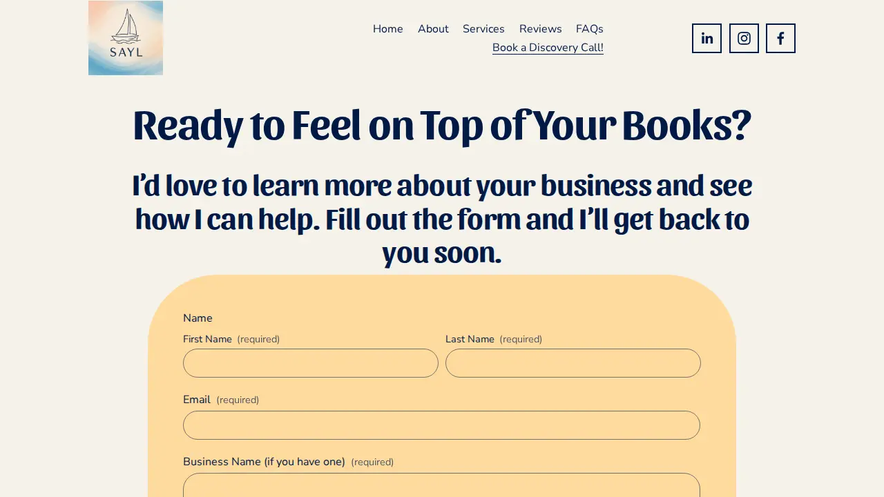 SAYL Bookkeeping & Accounting page
