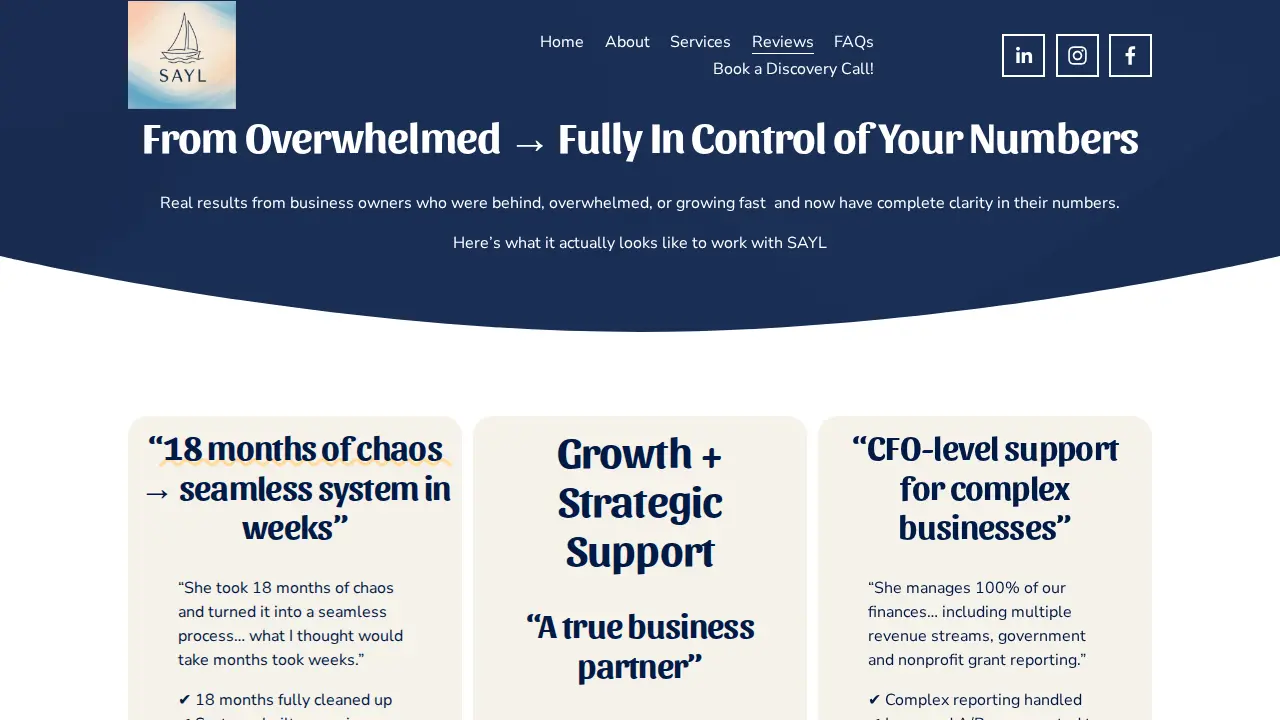 SAYL Bookkeeping & Accounting page