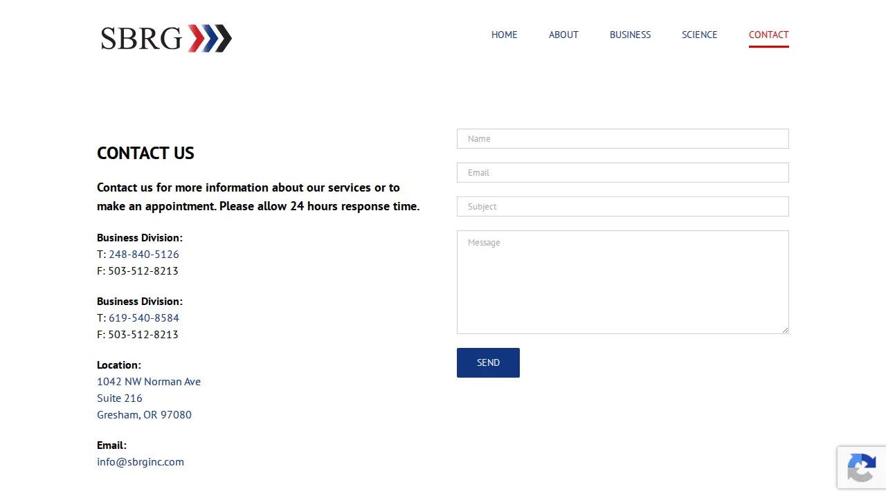 Sbrg, Inc. page