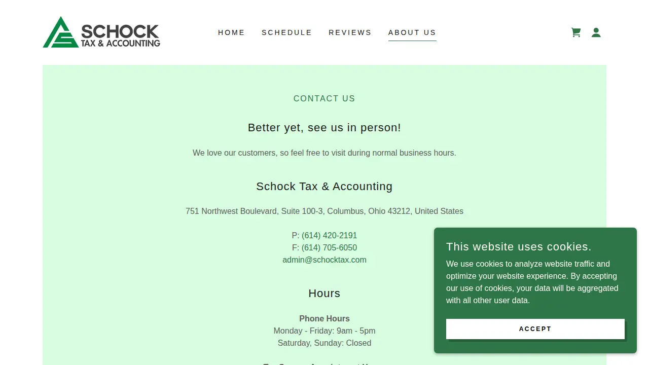 Schock Tax & Accounting page