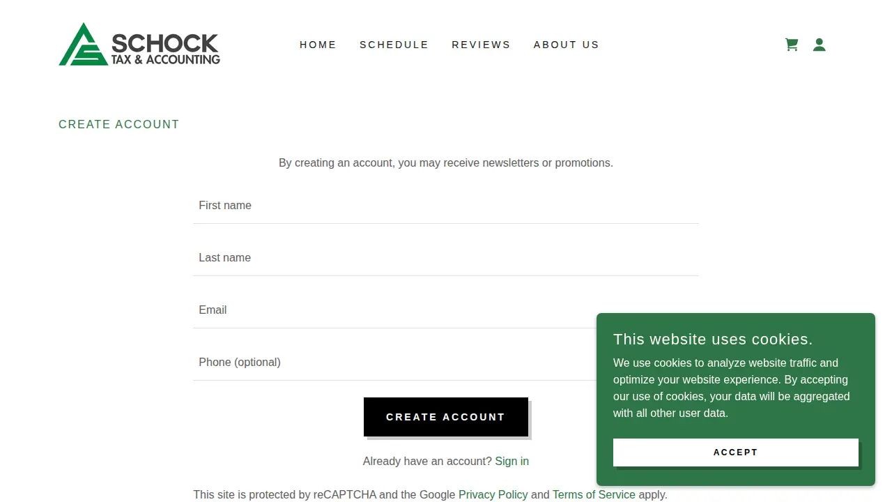 Schock Tax & Accounting page