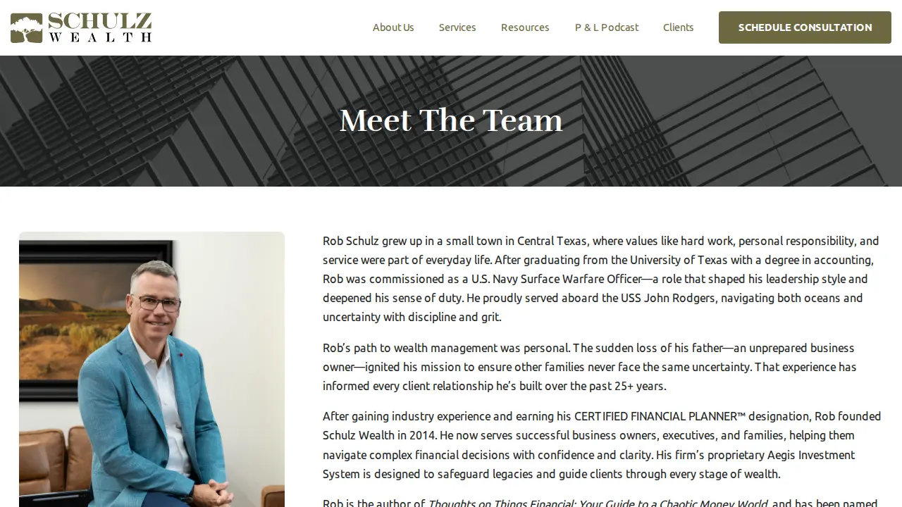 Schulz Wealth, Rob Schulz, CFP®, Austin Smith, CFA, CFP® page